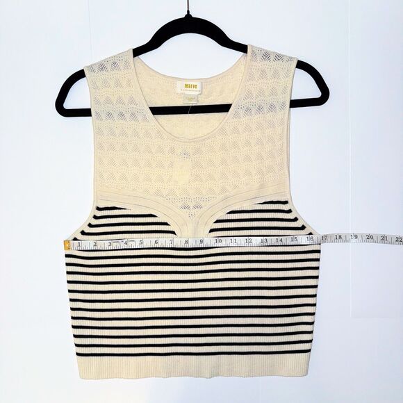 NWT Maeve Anthropologie Morgan Sweater Tank Knit Sleeveless Top Ivory Striped XL - Picture 7 of 11